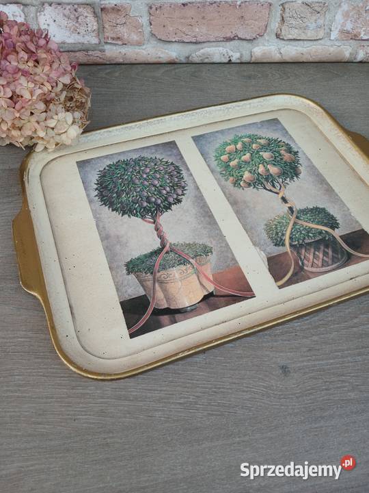 Dekoracja drewniana taca motyw botaniczny 40x30 Warszawa sprzedam