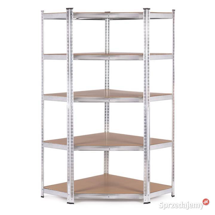 Regał narożny metalowy srebrny 5 półek Poznań sprzedam