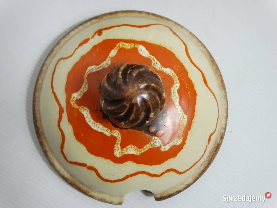 Stylowa ceramiczna waza retro na nóżkach Waza do lubelskie Biłgoraj