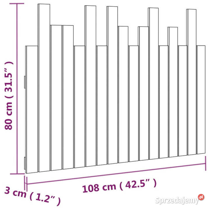 Wezgłowie łóżka szare 108x3x80 lite drewno Warszawa