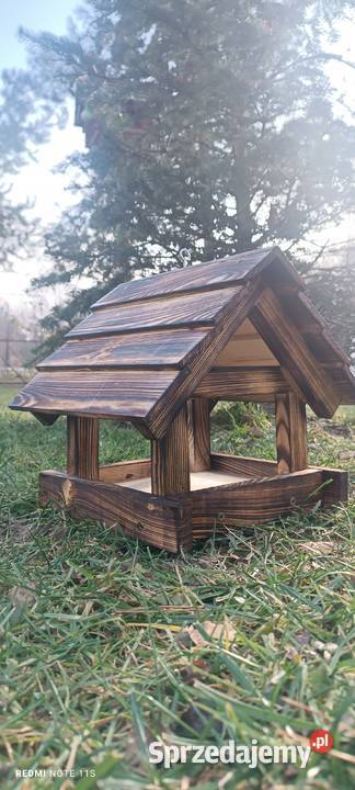 Karmnik ptaków drewniany opalany Żołynia