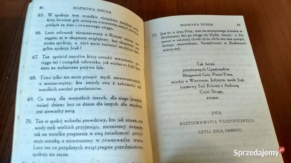 Bhagawad Gita Pieśń Pana przekł Wandy Dynowskiej Gdańsk