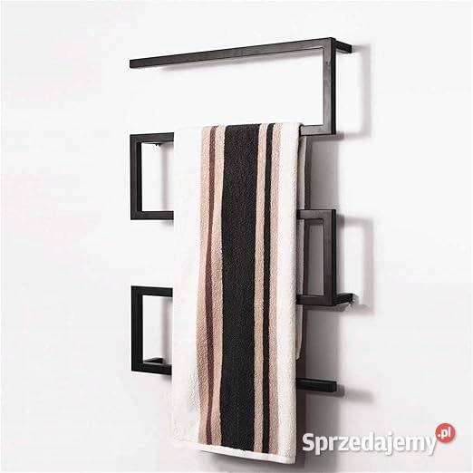 Czarny wieszak loft na ręczniki do łazienki mal