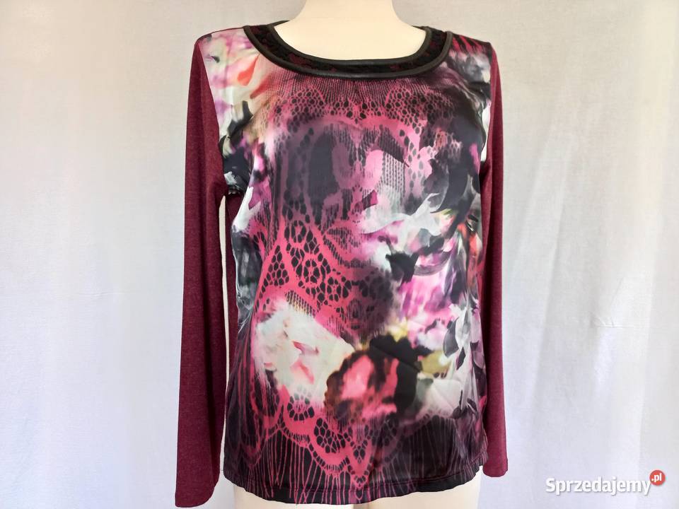 Bluzka bordo Jesień r L koronka skaj NOWA kolorowy Białystok sprzedam