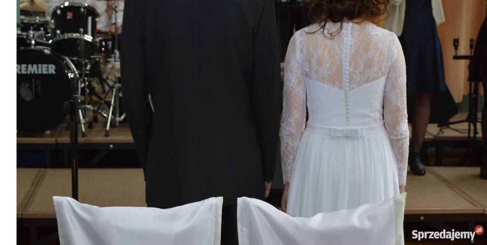 Suknia ślubna r 36 38 długi rękaw prosta skromna Poznań
