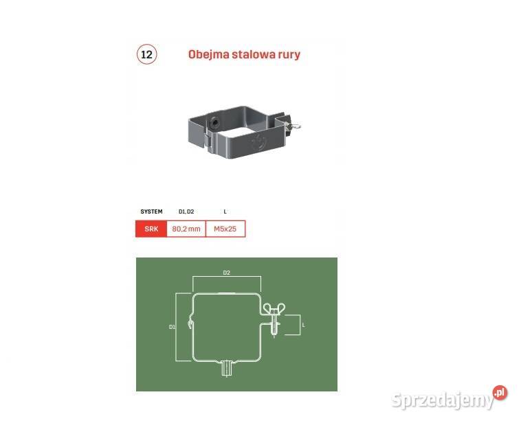 Krop obejma stalowa rury spustowej kwadratowej Hajnówka