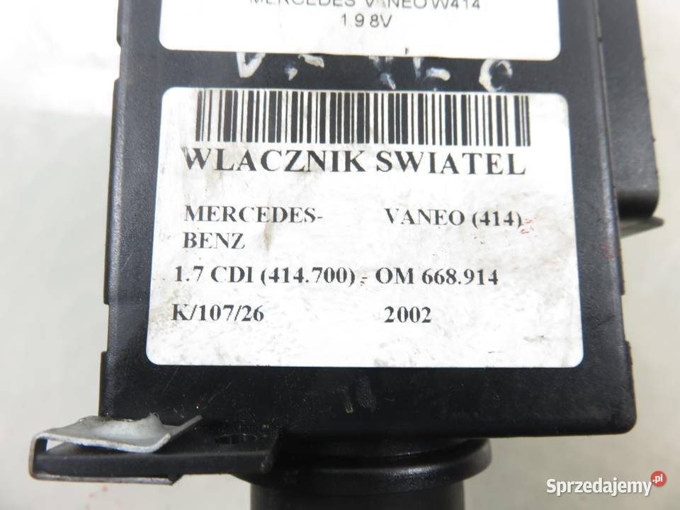 WŁĄCZNIK ŚWIATEŁ MERCEDESBENZ VANEO 414 Czujniki i sterowniki świateł