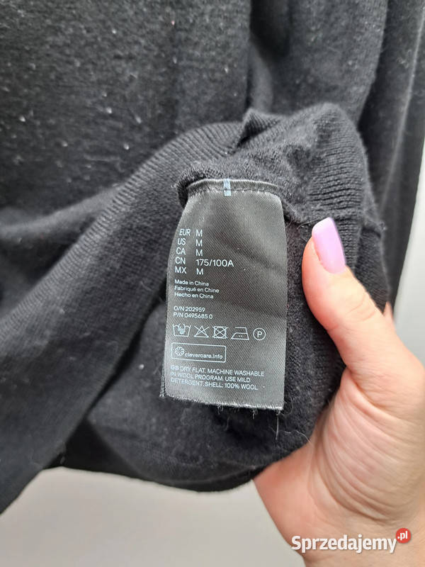 Czarny golf z wełny merino HM 100 wełna rozmiar Trąbki Wielkie