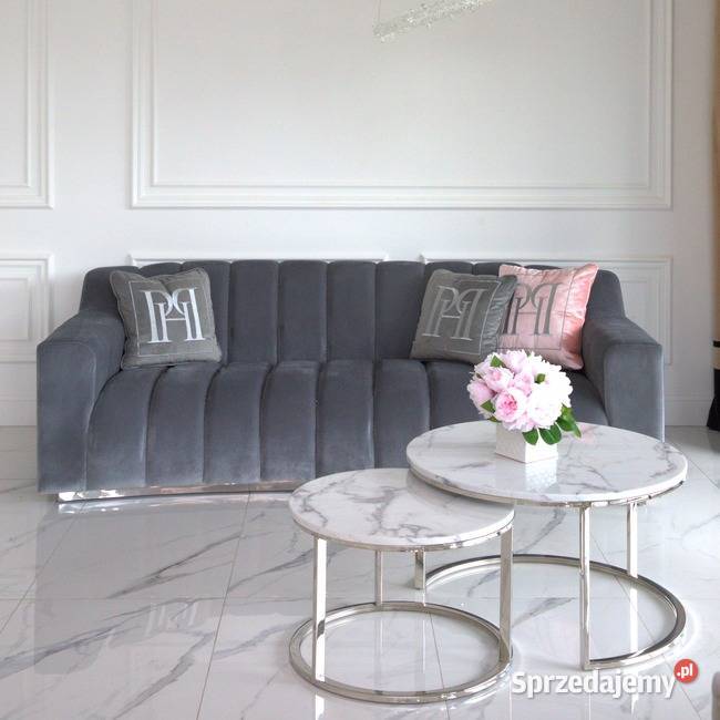 Nowoczesna sofa 3 osobowa szara na srebrnej Warszawa sprzedam