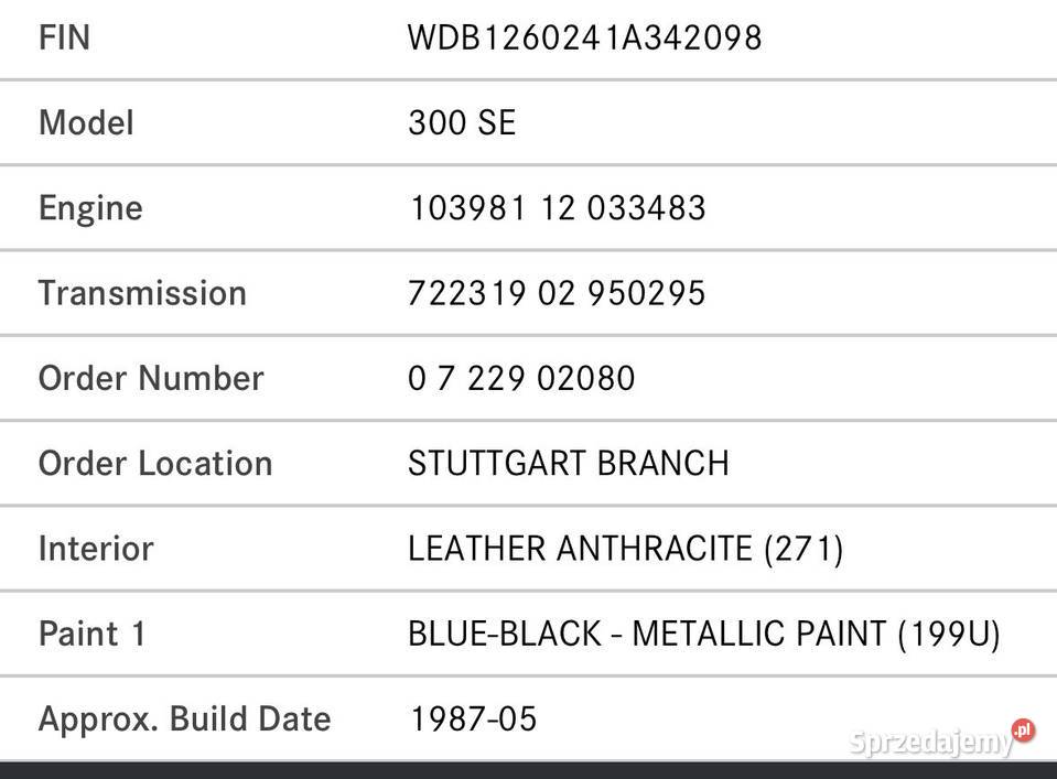 MercedesBenz 300 SE 1987 30000 Gran Canaria centralny zamek Kielce