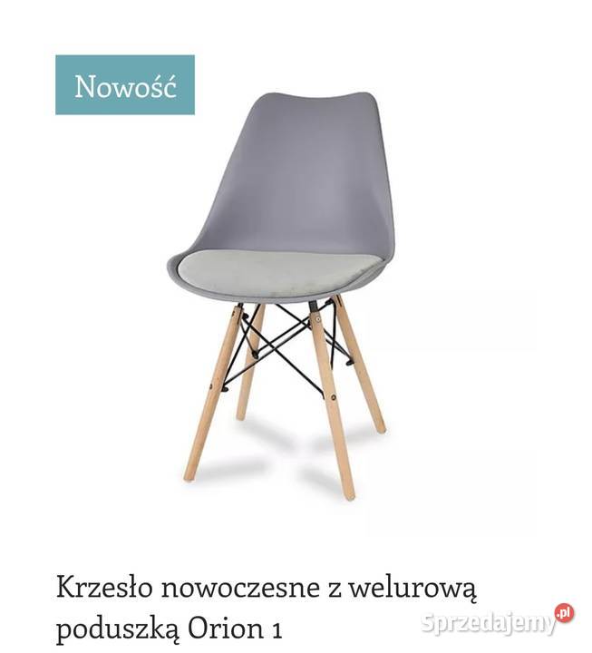 Krzesło designerskie szare z poduszką z weluru Darmowa dosta