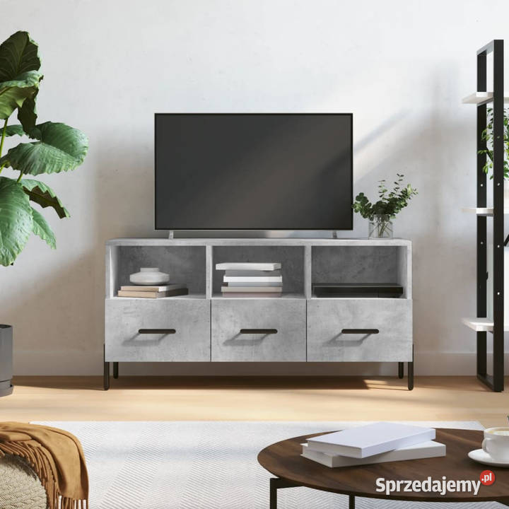 Szafka pod telewizor szarość betonu 102x36x50