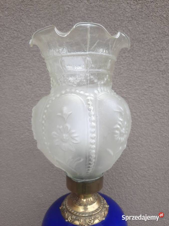 Stara lampa lampka stołowa ceramika kobalt Tczew