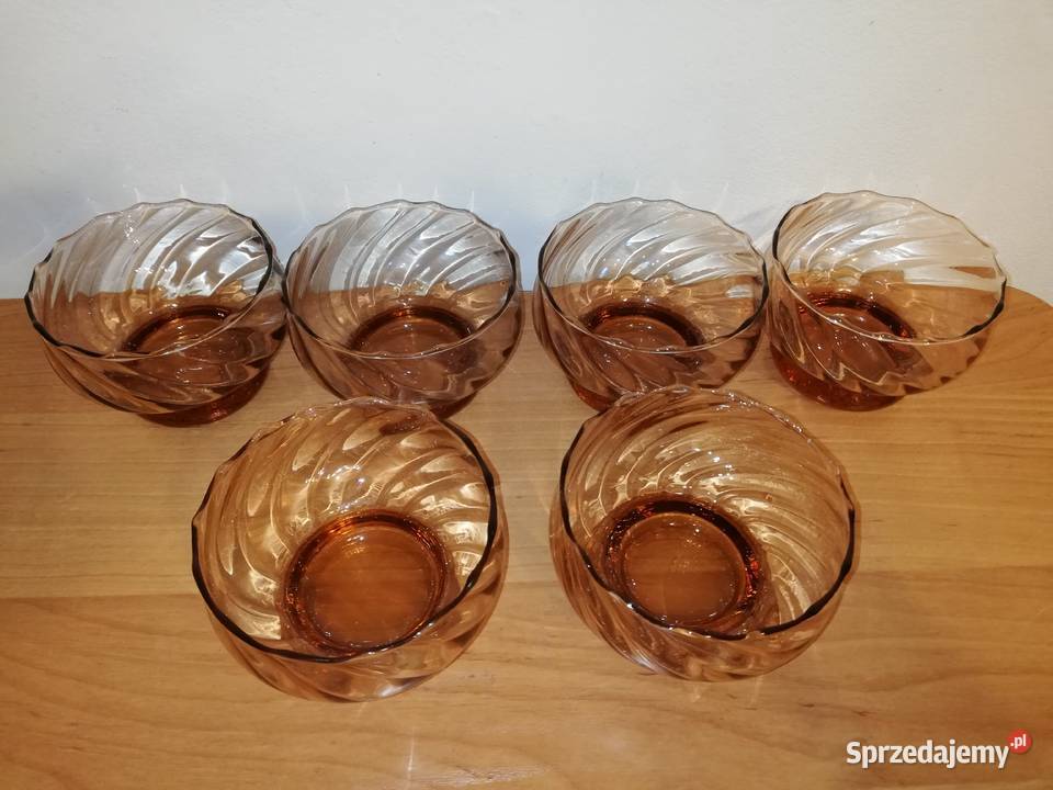 Szkło PRL komplet 6 pucharków Porcelana i szkło mazowieckie Warszawa