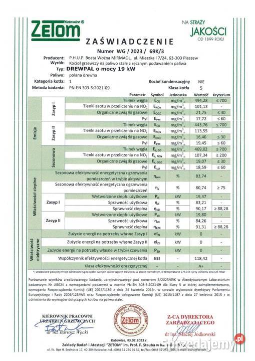 Kocioł co zgazowujący drewno DREWPAL moc 19 kW Ostrów Wielkopolski
