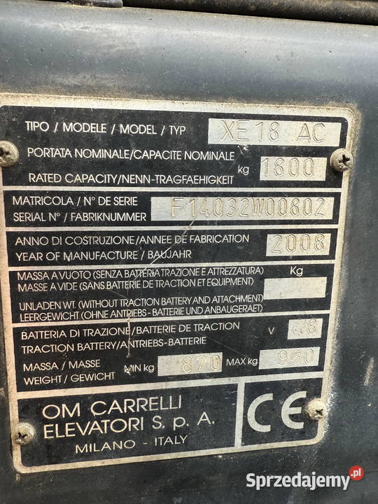 wózek widłowy elektryczny FIAT OM XE18 wolny