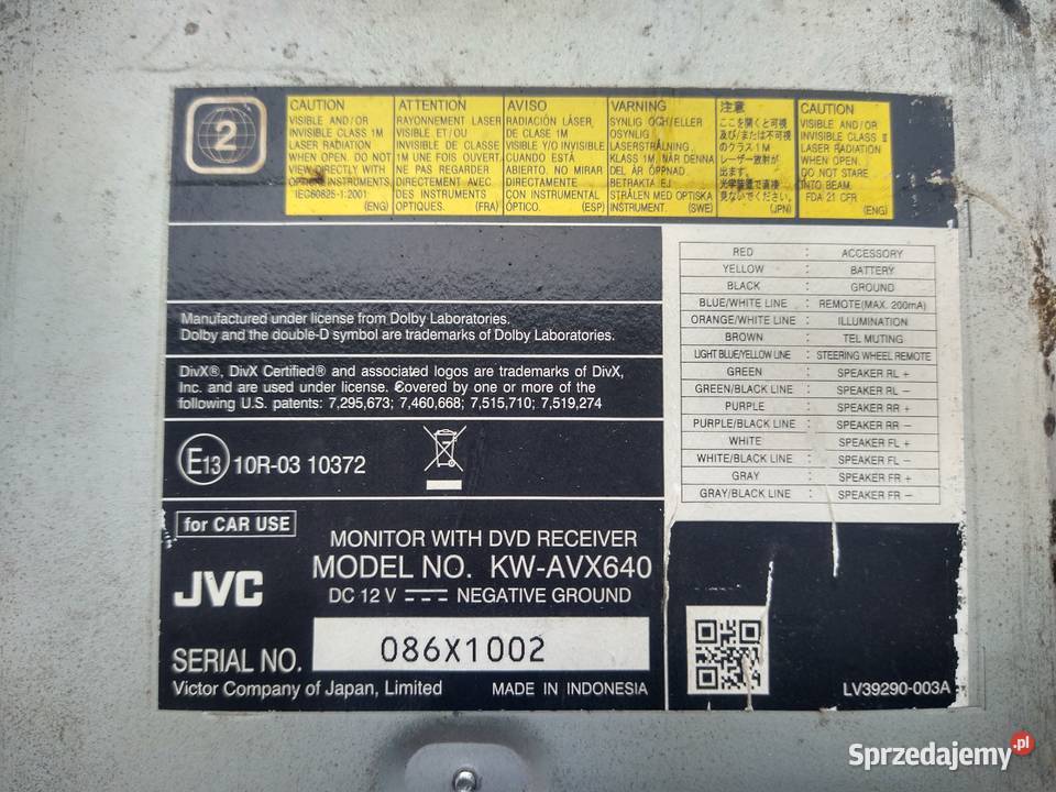 Radio Samochodowe JVC KWAVX640 2 Din Komplet Radziszów
