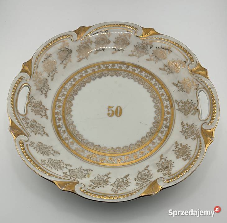 Historyczna patera jubileuszowa 50 Knigszelt Porcelana i szkło Kraków