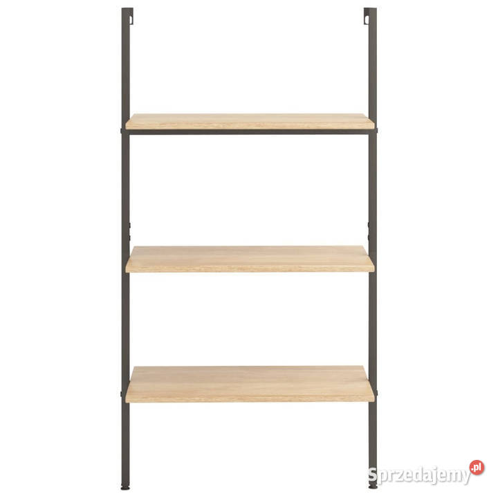 Regał z 3 półkami jasnobrązowoczarny 64x35x1205 Regały