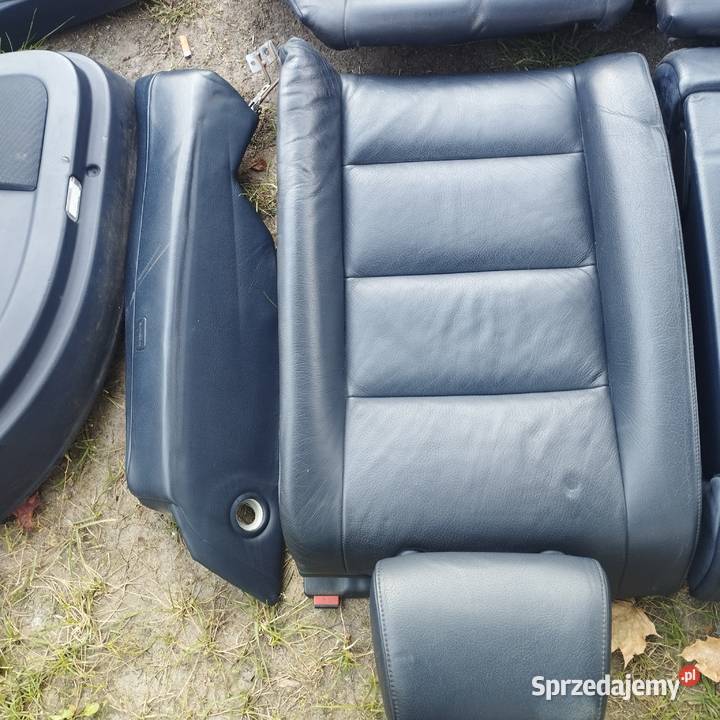 Granatowa skóra fotele kanapa boczki Audi a4b6 Serpelice