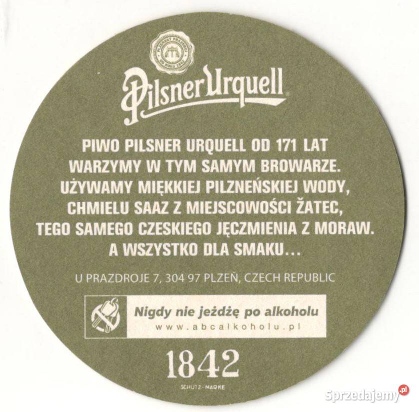 Pilsner Urquell podstawka do piwa 22 Gliwice sprzedam