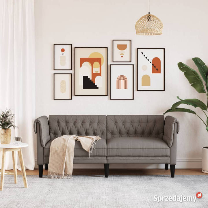 Sofa Chesterfield dwuosobowa kolor taupe obita Warszawa sprzedam