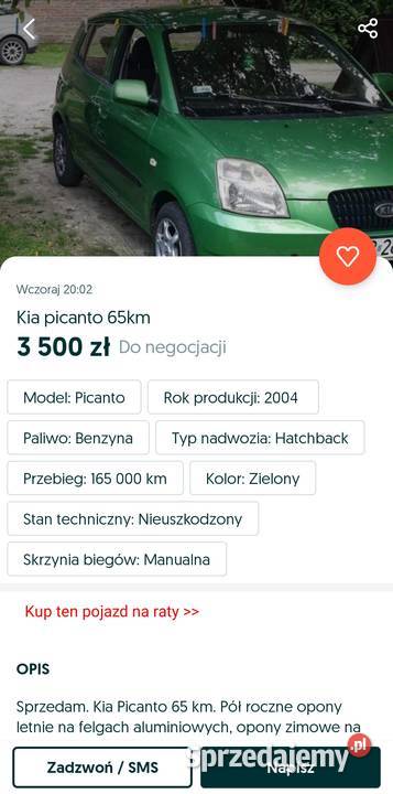Kia Picanto 11 benzyna klimatyzacja lubelskie
