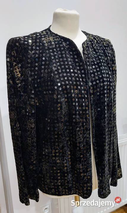 Marynarka vintage czarna z cekinami elegancka