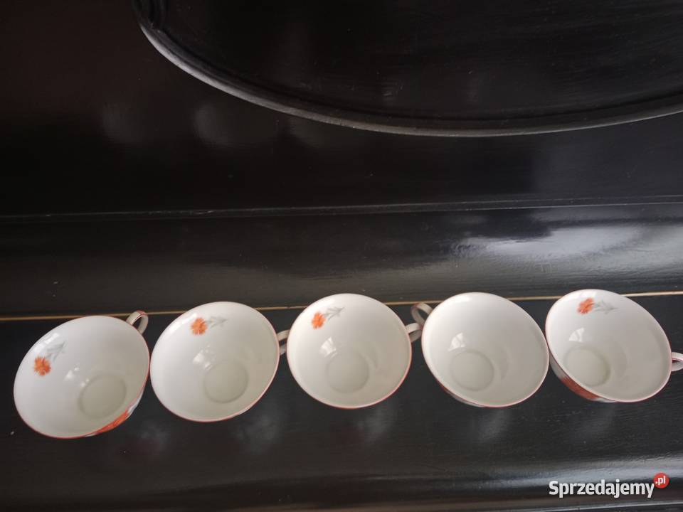 Kultowa Porcelana GIESCHE Zestaw 5 filiżanek śląskie Ruda Śląska