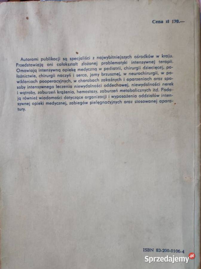 Intensywna terapia Witold Jurczyk Zdzisław Książki i Podręczniki świętokrzyskie Kielce