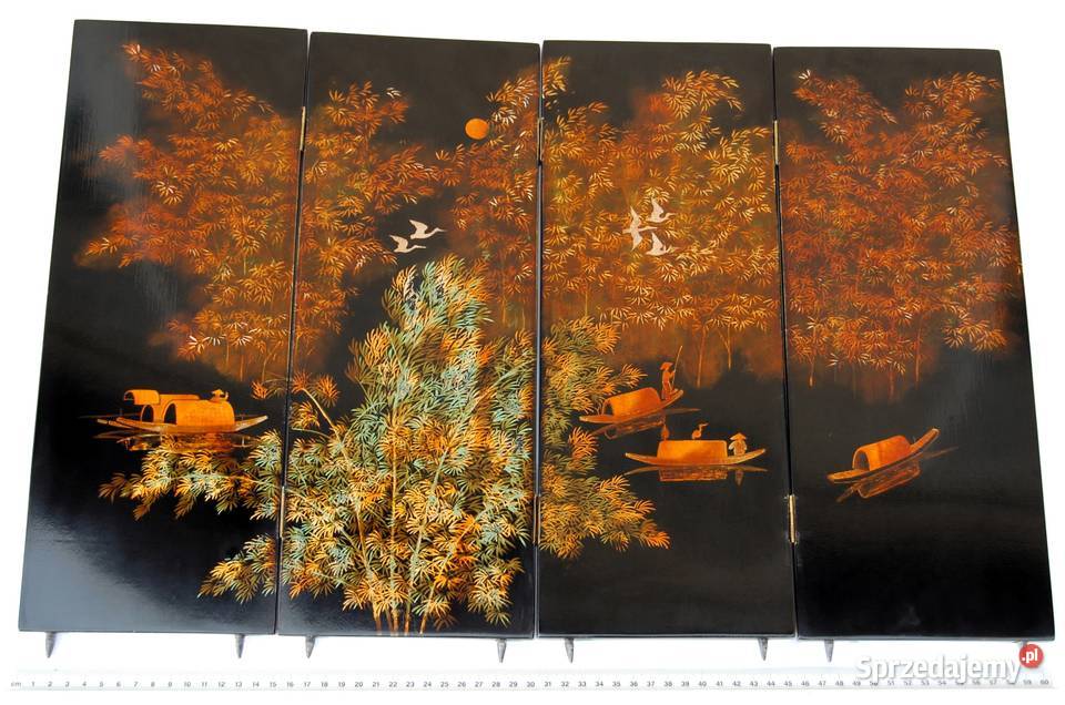 Parawan z laki chiński obraz pejzaż laka żurawie Lublin
