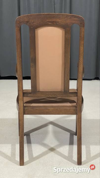 Stylowy fotel dębowy ze skórą elegancki 59cm Budno