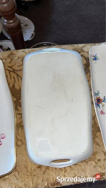 Patera z białej porcelany ze złotem Matowy spód pomorskie Gdańsk