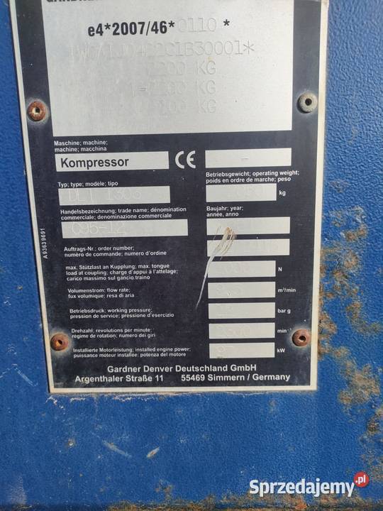 PRZEWOŹNA SPRĘŻARKA ŚRUBOWA COMPAIR C9512 o