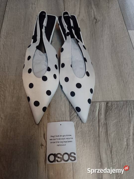 40 ASOS Nialot Czarne czółenka z odkrytą piętą z biały Czółenka Kraków