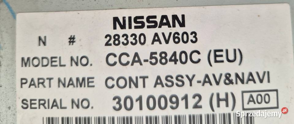 CZYTNIK NAWIGACJI DVD NISSAN PRIMERA P12 28330 osobowe świętokrzyskie Działoszyce