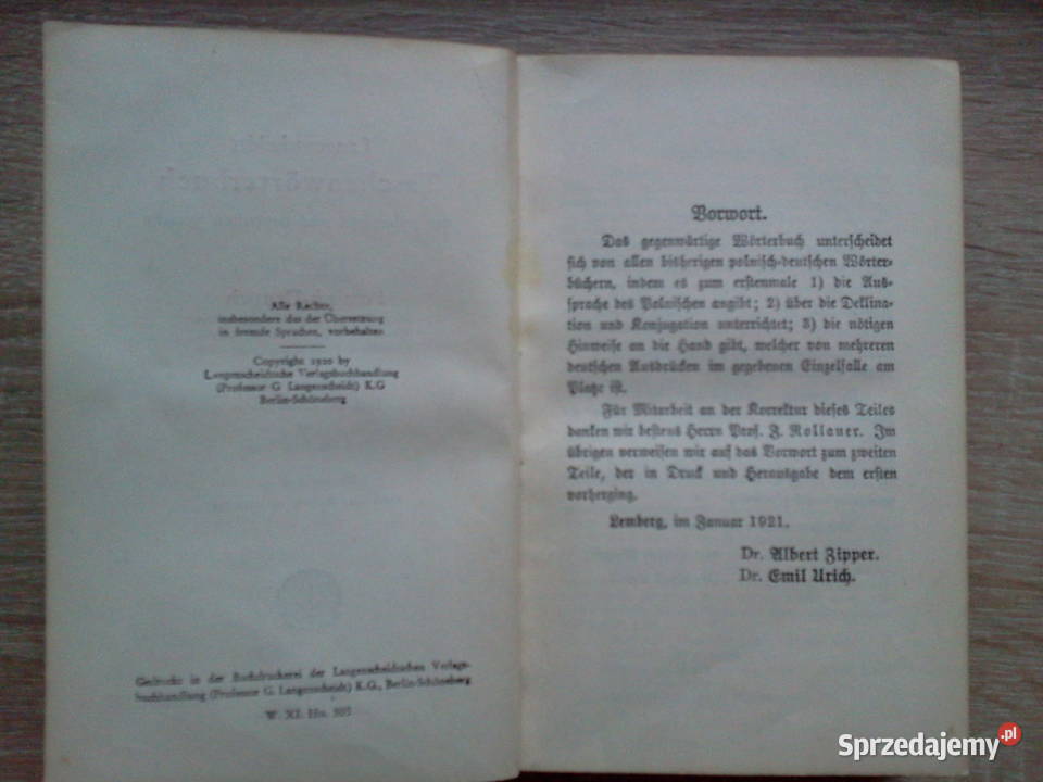 Słownik Polsko Niemiecki z 1920 r twarda