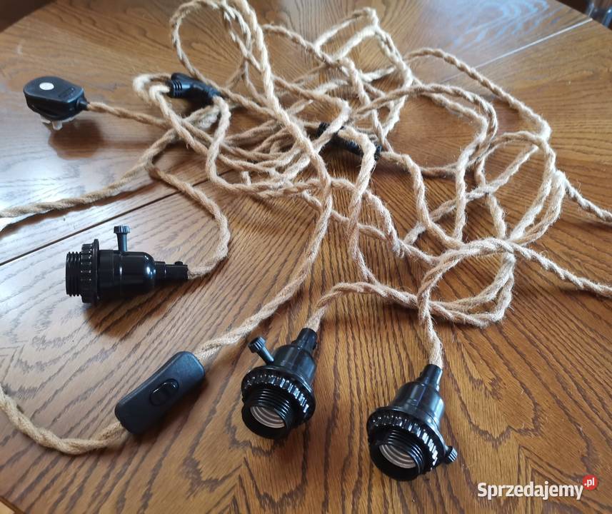 Lampa sufitowa ze sznurka jutowego rustykalna Trzcianka