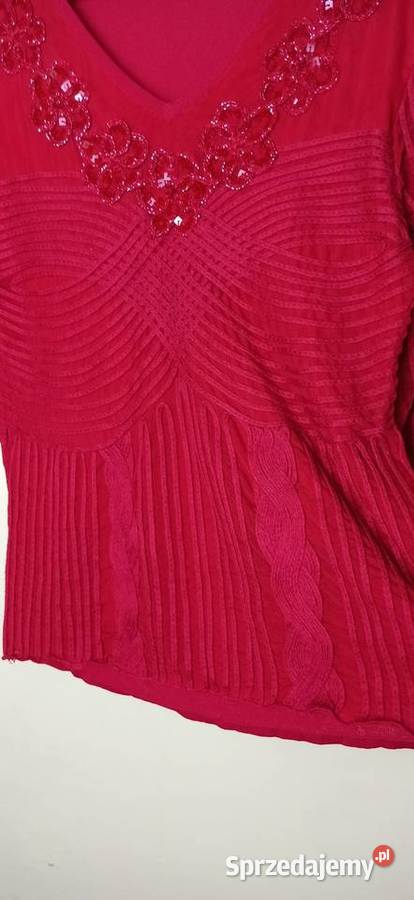 Bluzka czerwona elegancka rozmiar 40 ozdobna