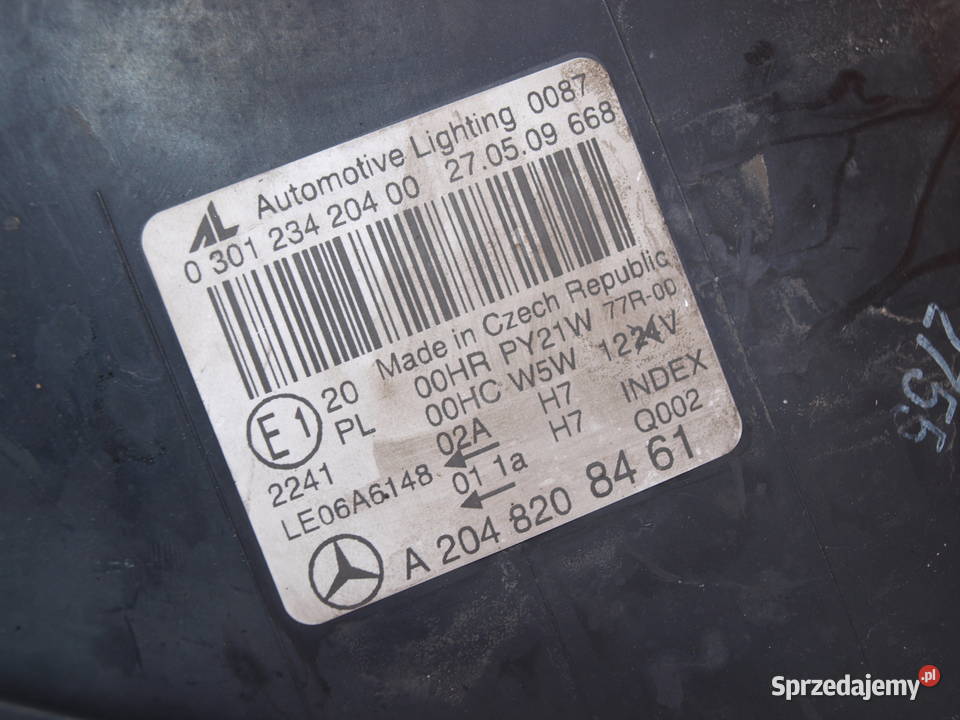 Mercedes C klasa W204 lampy przód zwykłe 2007 wielkopolskie Kalisz