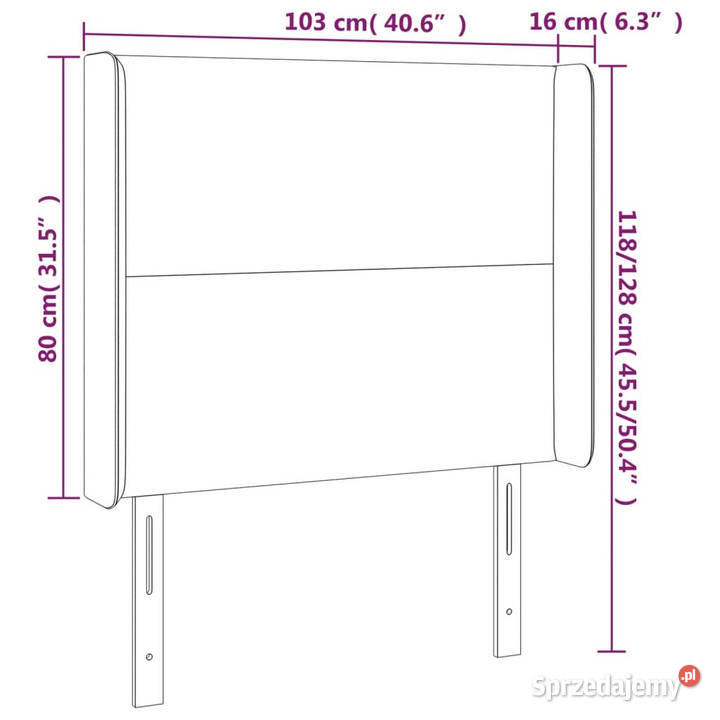 Zagłówek do łóżka z LED taupe 103x16x118128 Warszawa
