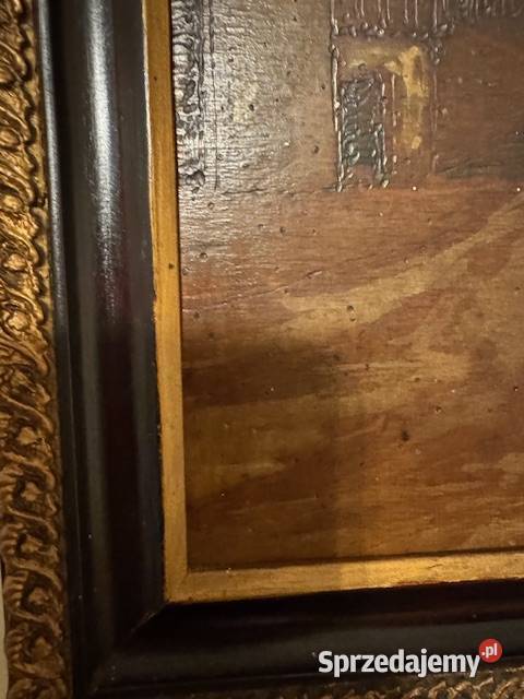 Obraz stary z czasów PRL lata60te antyk w ramie Malarstwo