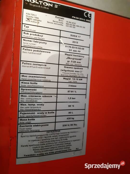 Sprzedam piec kolton z podajnikiem na eko Jasień