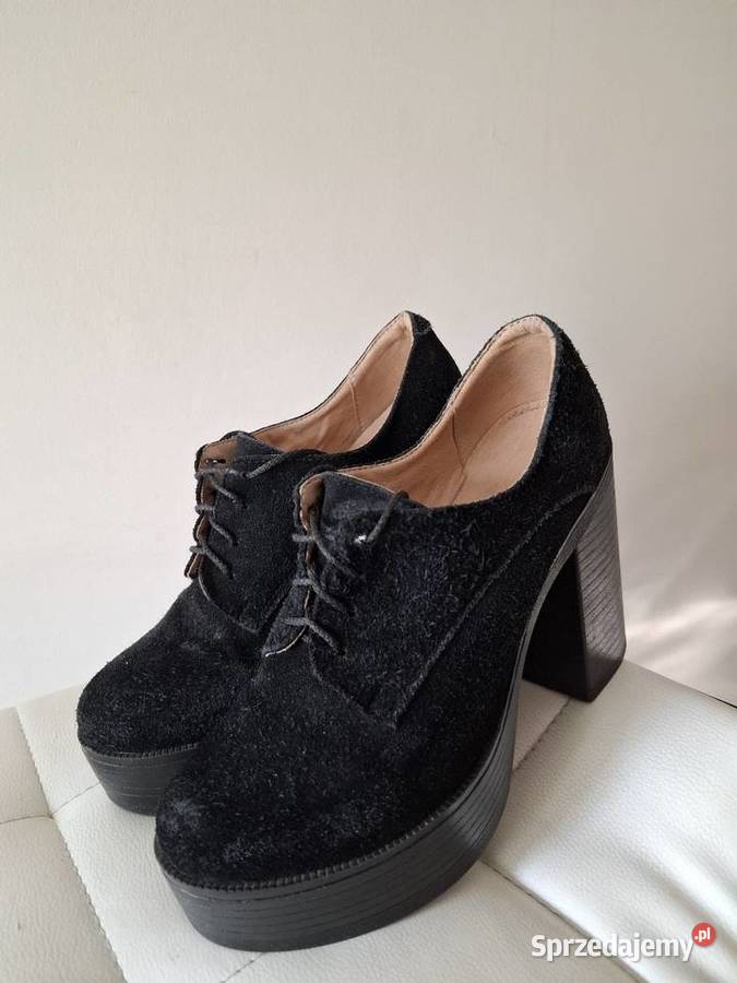 Czarne botki 40 oxfordy na platformie wysoki 26cm Kraków