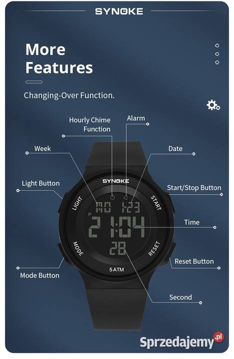 Sportowy zegarek elektroniczny cyfrowy damski Zegarki i Biżuteria