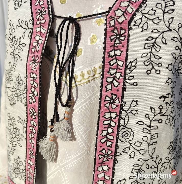 Biała kamizelka XL 42 bawełna Orient Indie etno Szczecin