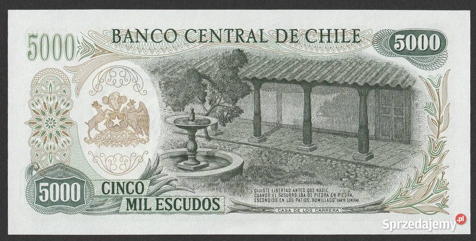 Chile 5000 escudos 196776 stan bankowy UNC sprzedam