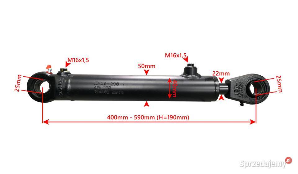 Siłownik Hydrauliczny 40x22 SKOK 190 Z Solec Kujawski sprzedam
