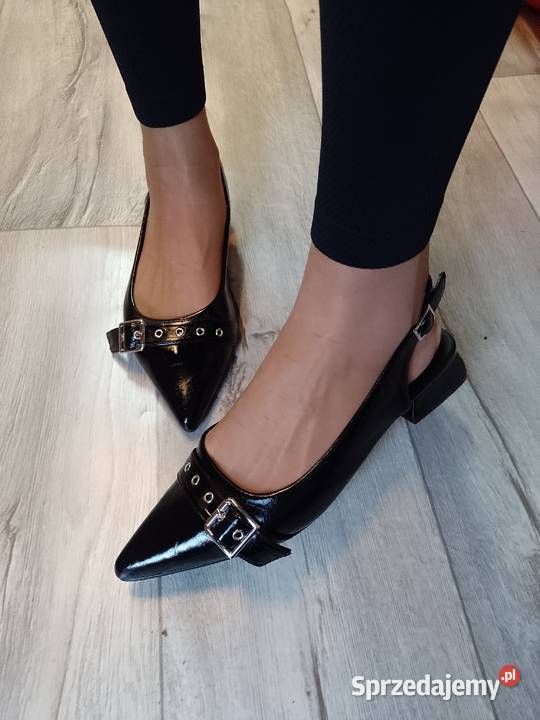 4041 Czarne baleriny wieczorowe z odkrytą piętą małopolskie