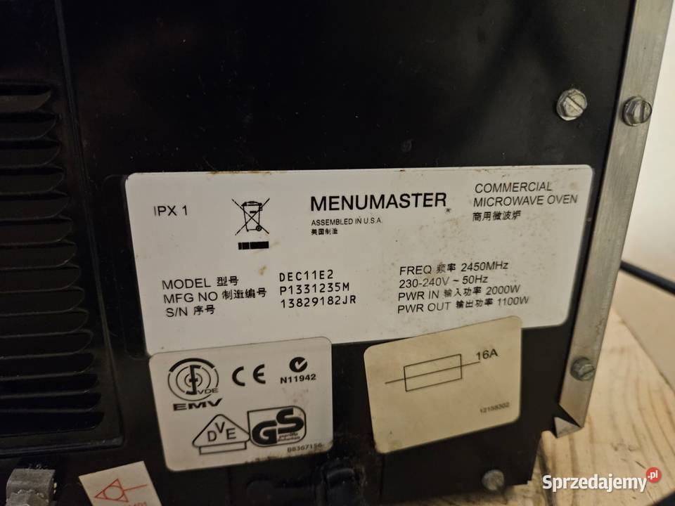 Kuchenka mikrofalowa 11 kW 17L Menumaster Pszczyna